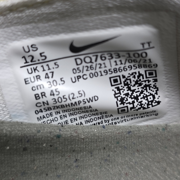 Nike Air Vapormax 2021 FK White Black Sneaker DQ7633-100 Men Size 12.5 Pre-owned - Picture 6 of 10